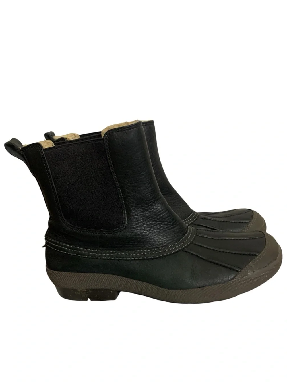 UGG Romosa Black Waterproof Leather Chelsea Pull-On Duck Boots Size 10